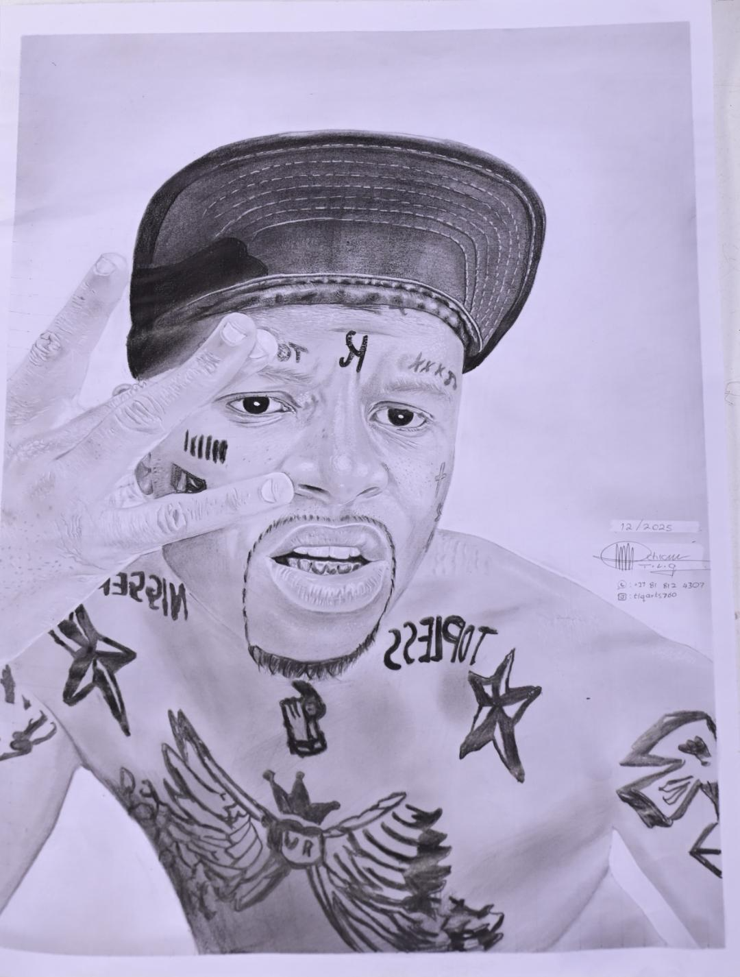 Topless — hand-drawn portrait by TLQ Arts