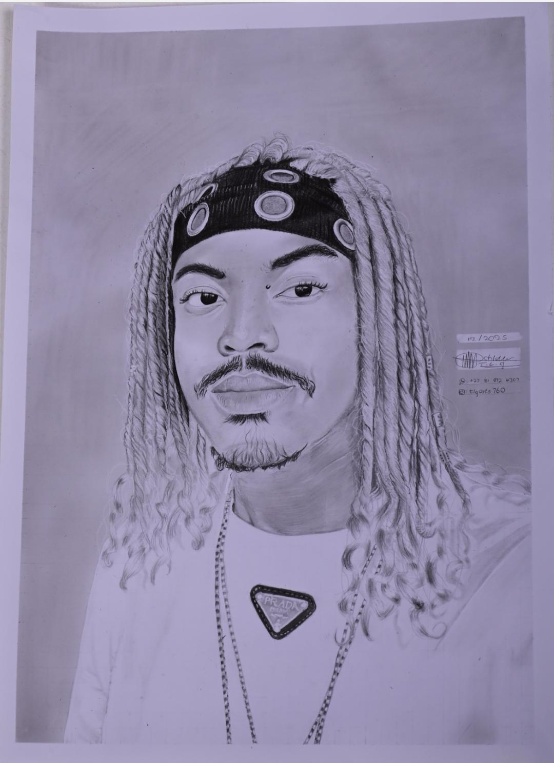 Bandana & Locs — hand-drawn portrait by TLQ Arts
