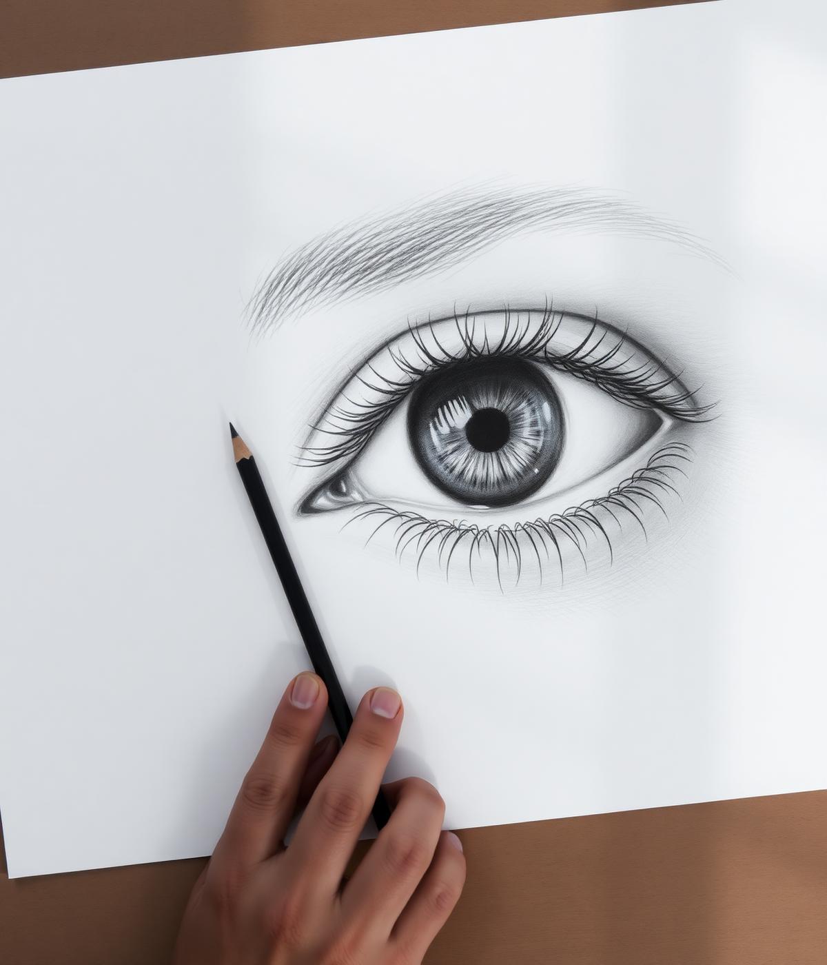 Graphite pencil rendering a hyper-realistic eye